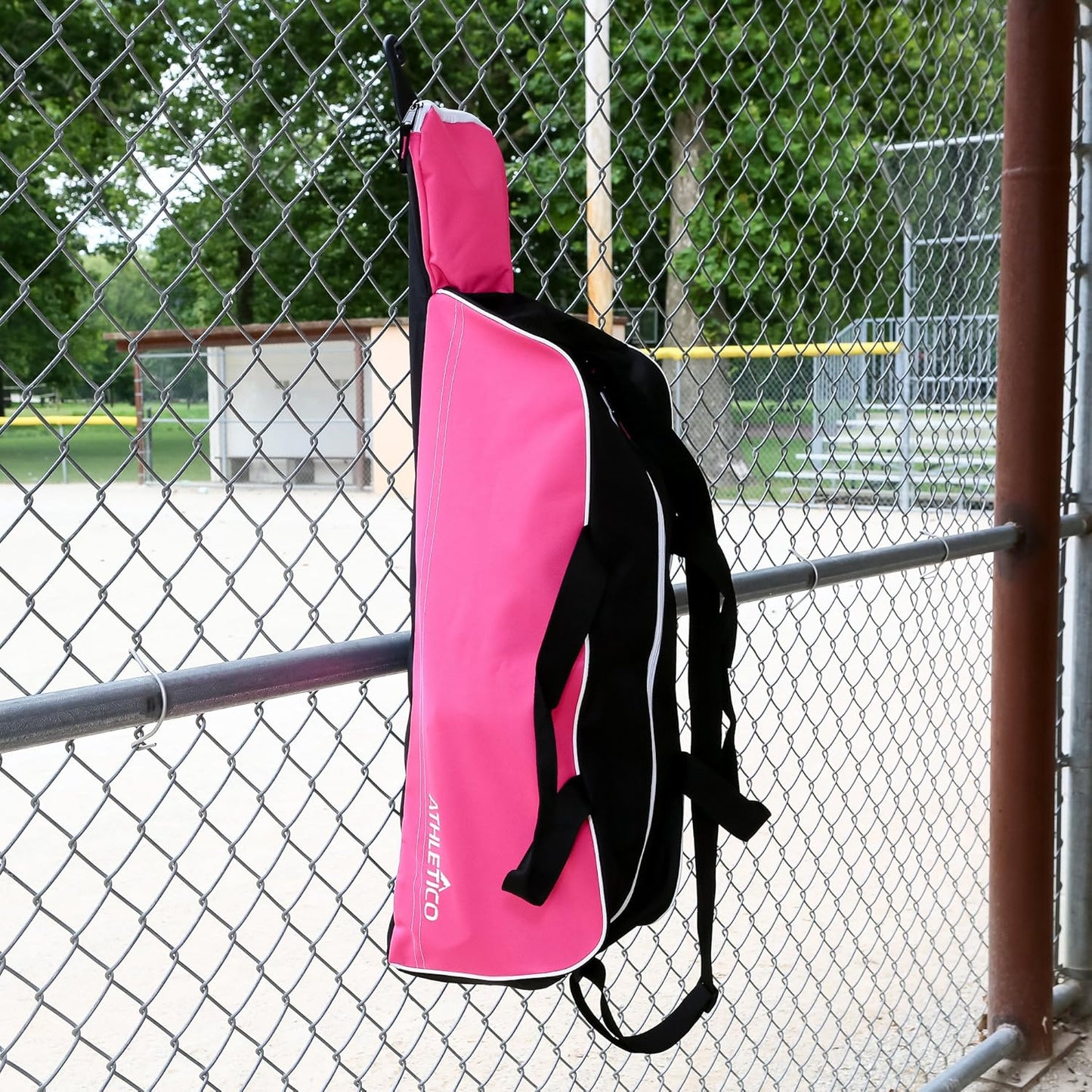 Baseball Tote Bag - Tote Bag for Baseball, T-Ball & Softball Equipment & Gear for Kids, Youth, and Adults | Holds Bat, Helmet, Glove, & Shoes | Fence Hook