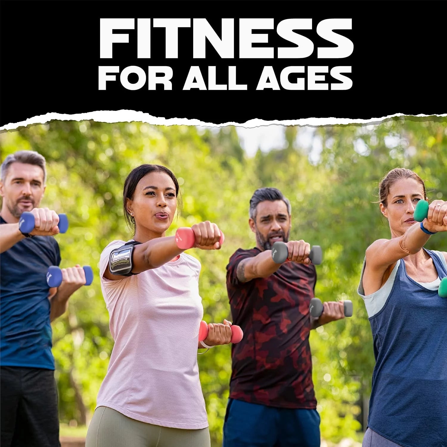 Neoprene Coated Dumbbell for Women, Black, 10 Lb Pair